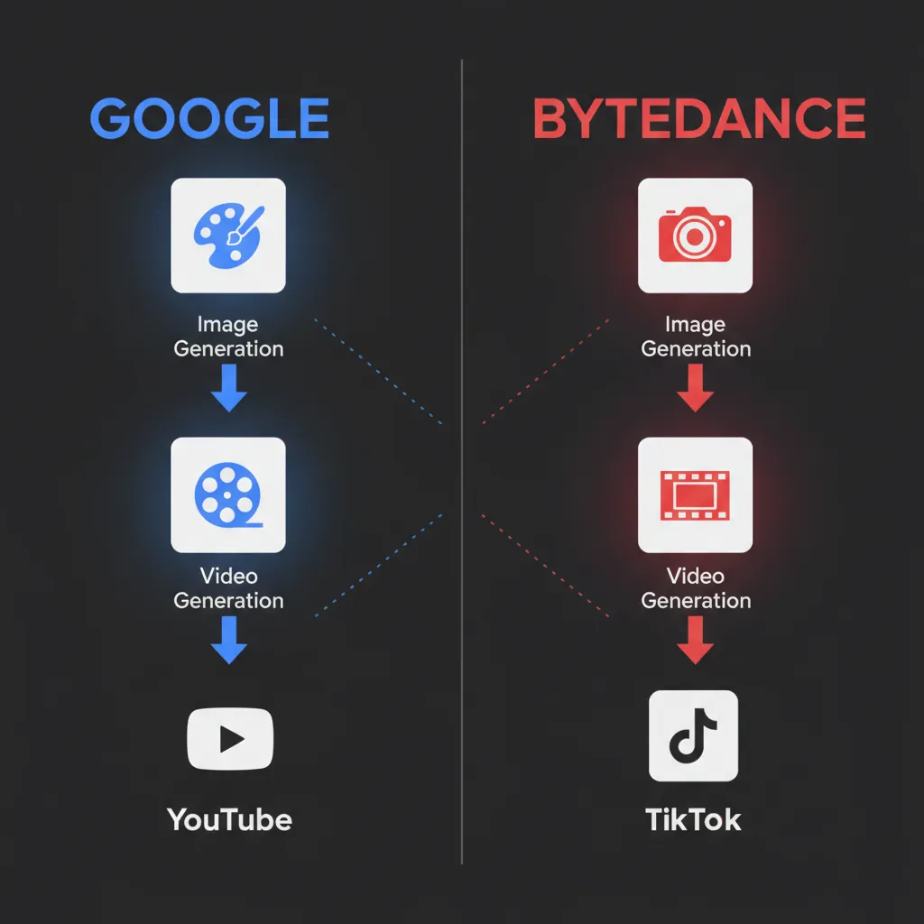 Google vs ByteDance AI creative pipelines: Image Generation → Video Generation → Distribution