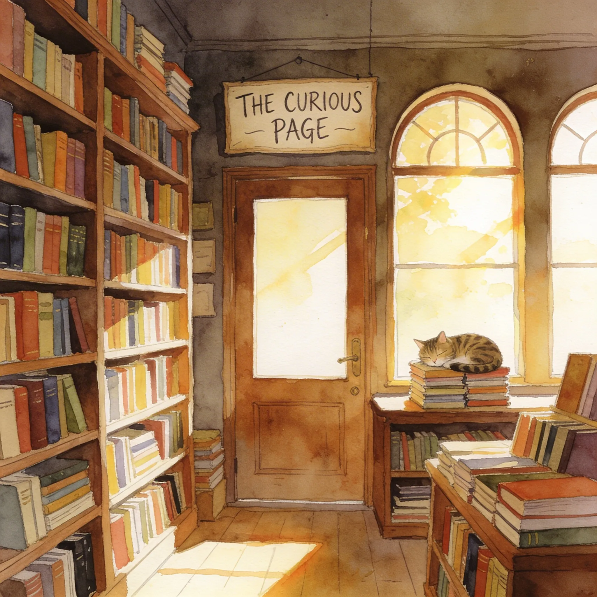 Seedream 4.5: watercolor bookshop illustration