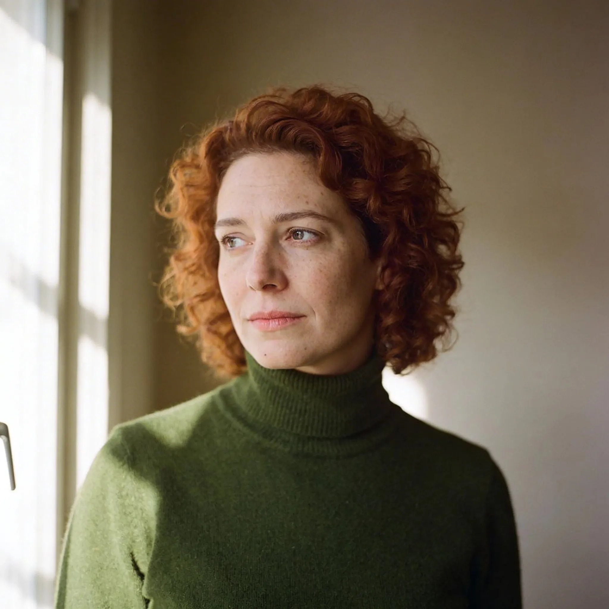 Seedream 4.5: editorial portrait of woman with auburn hair