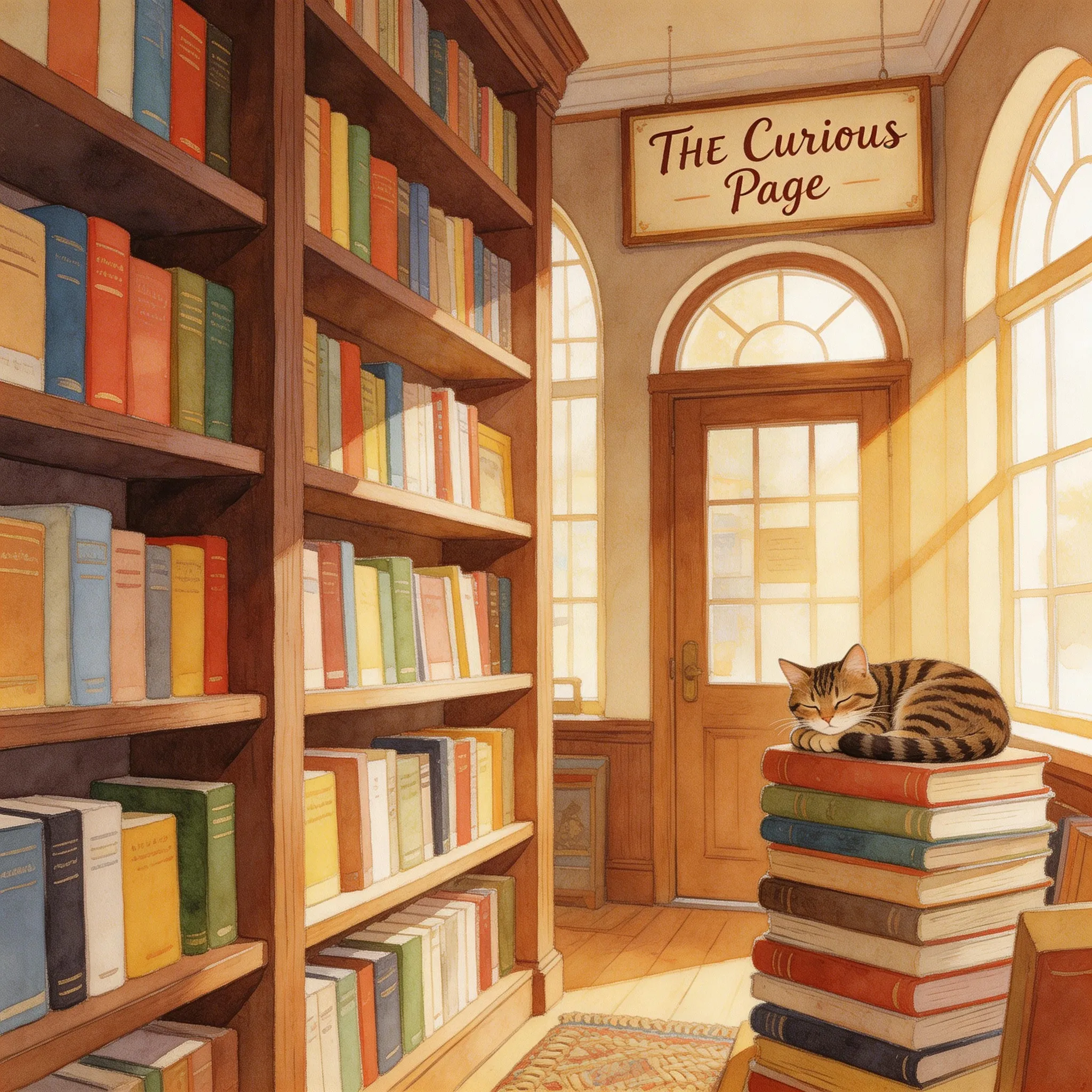 Seedream 5.0 Lite: watercolor bookshop illustration