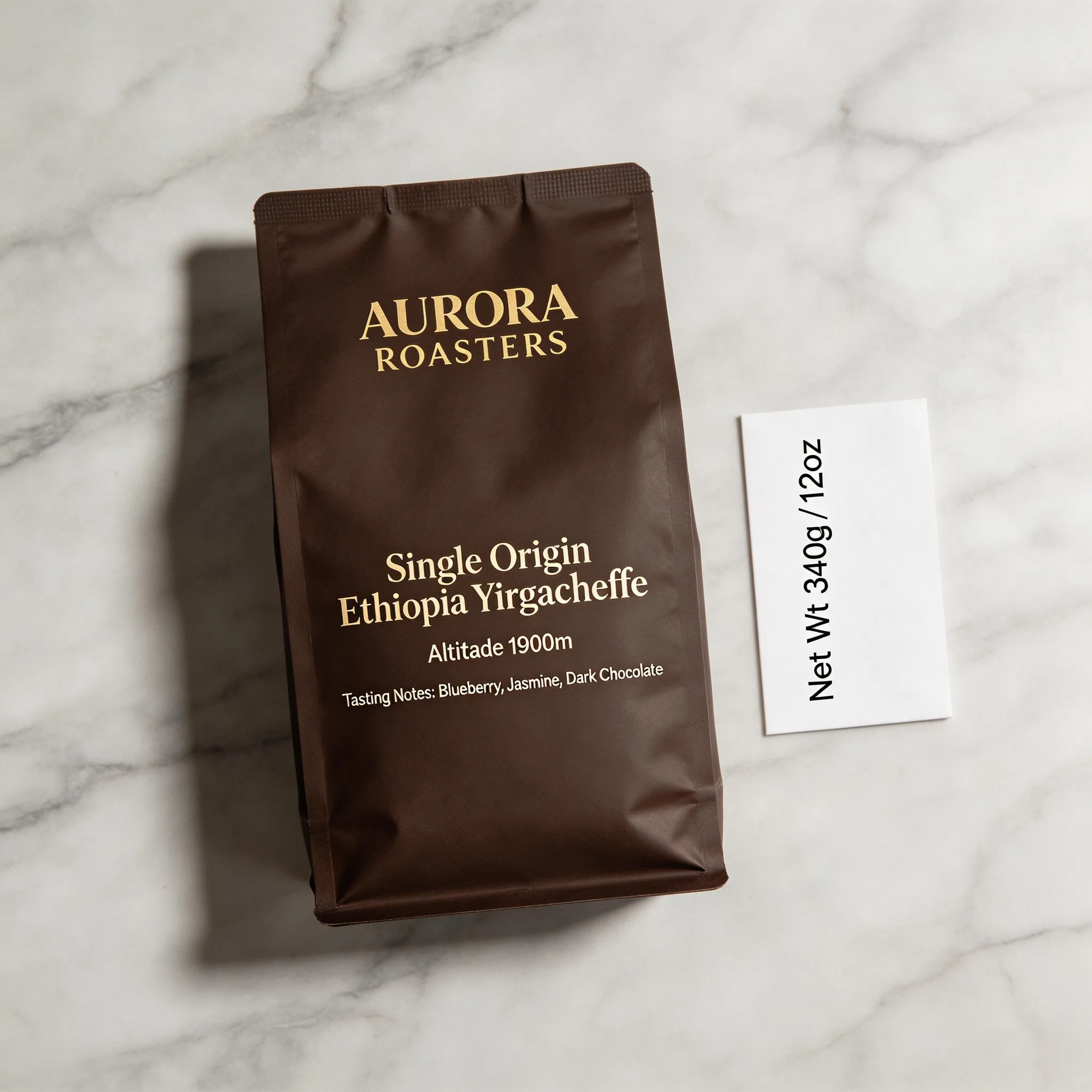 Seedream 5.0 Lite: coffee packaging with AURORA ROASTERS text
