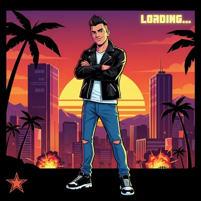 Styl graficzny GTA do miniatur gier, mediow spolecznosciowych i zdjec profilowych